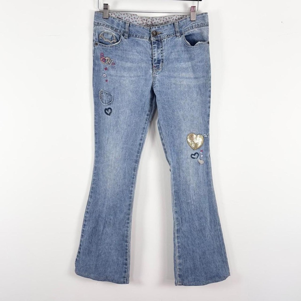 vintage y2k low rise embroidered flare jeans